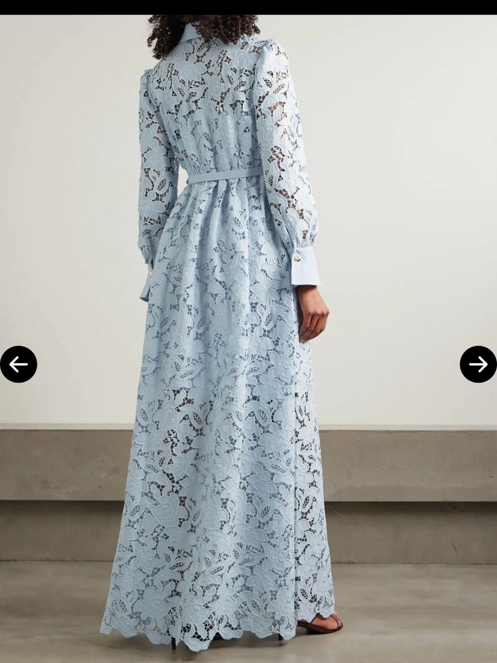 Self-Portrait Light Blue Lace Maxi Shirt Dress with Belt - Picture 2 of 4